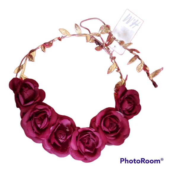 H&M Women's Floral Red Rose Hairband Headband - Picture 1 of 4